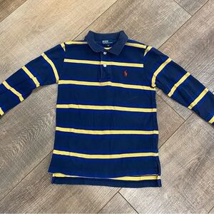 Vintage Polo Ralph Lauren Striped Rugby Shirt Blue Yellow boy’s 6